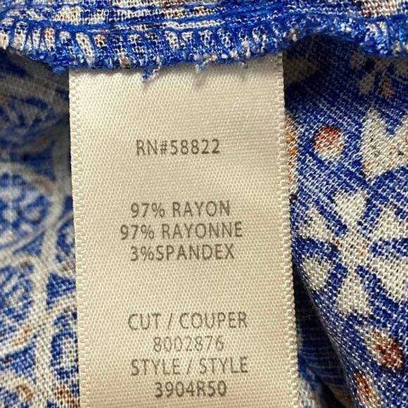 Max Studio Blue Geometric Print Sleeveless Tie V-neck Tiered Midi A-Line Dress S - Picture 5 of 5